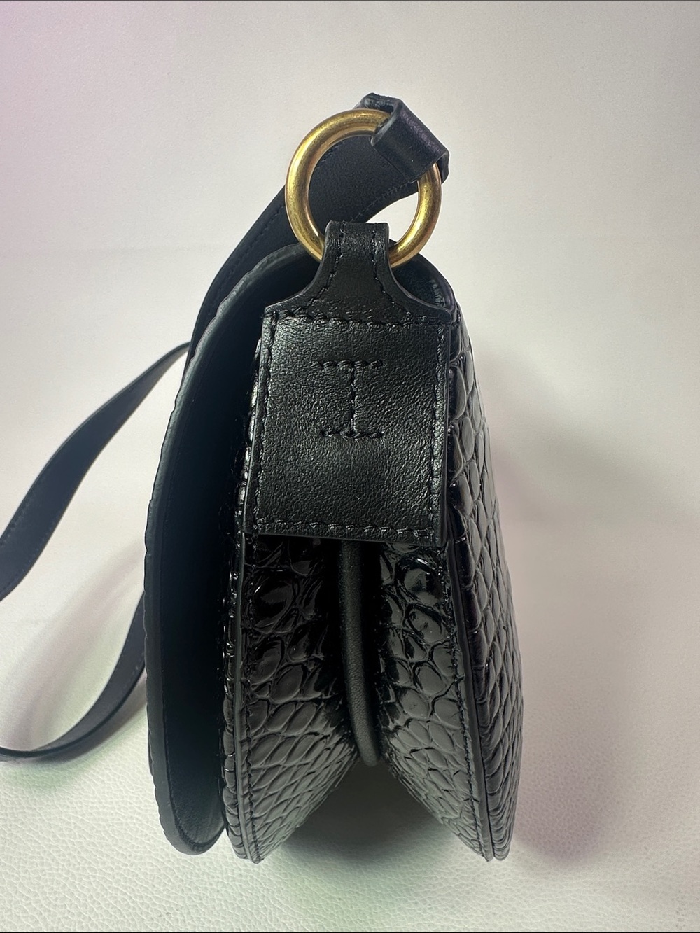NEW WANDLER KATE LEATHER CROC EMBOSSED CROSSBODY BAG BLACK - Picture 10 of 11
